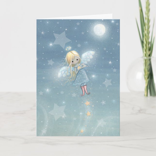 Tarjeta de ángel de la pequeña estrella de Navidad (Anverso)