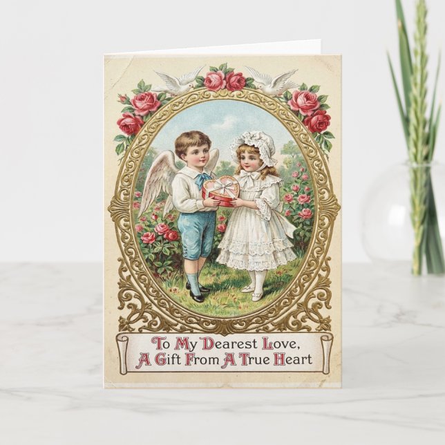 Tarjeta de ángel del día de San Valentín victorian (Anverso)