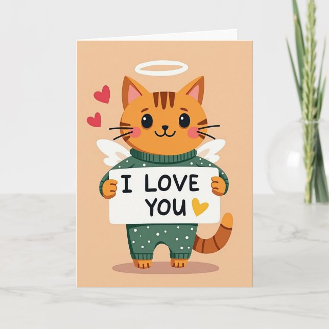 Tarjeta de Ángel Kitty Te Amo (Anverso)