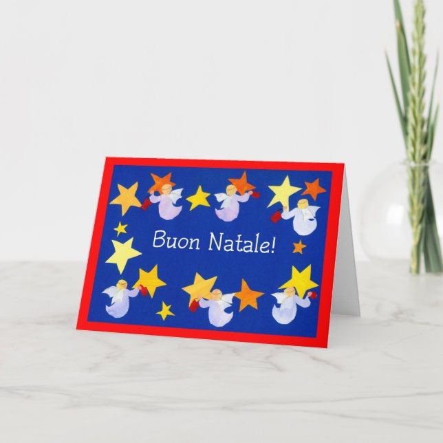 Tarjeta de ángeles navidades, italiana (Anverso)