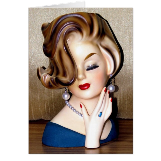 Tarjeta de Anillo Vintage Lady Head Vase Flip Hair (Frente)