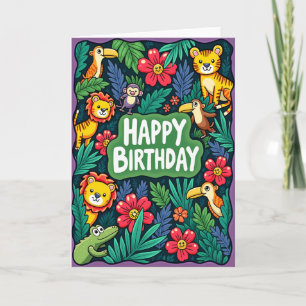 Tarjeta de animal alegre de la selva