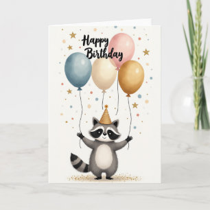 Tarjeta de animal con globo festivo