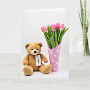 Tarjeta de animal de juguete del Día de la Madre d