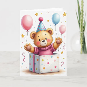 Tarjeta de animal de peluche alegre