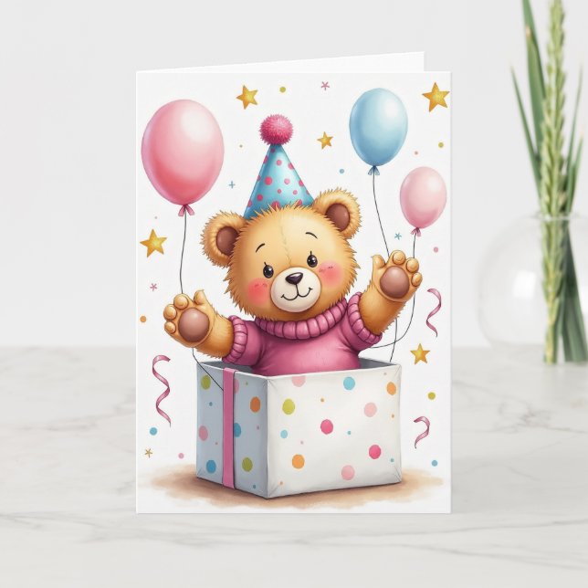 Tarjeta de animal de peluche alegre (Anverso)