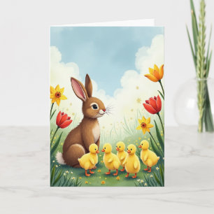 Tarjeta de animal de prado primaveral