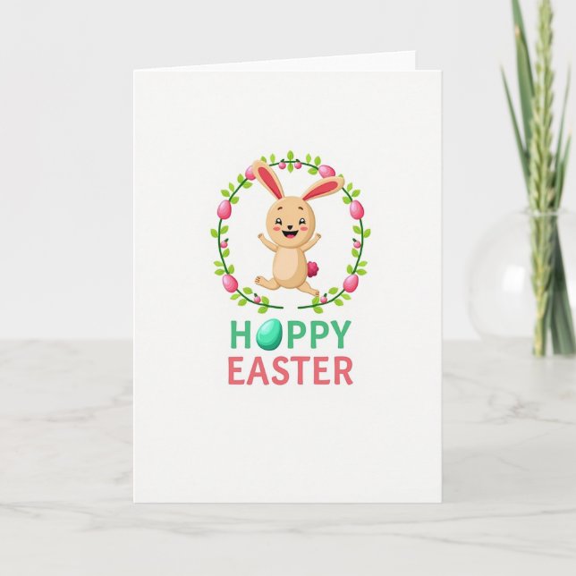 Tarjeta de animal de primavera saltarina (Anverso)