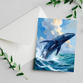Tarjeta de animal marino ballena azul