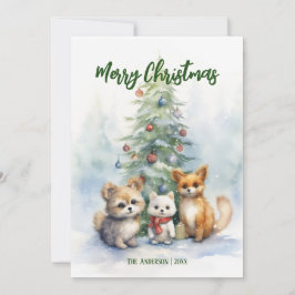 Tarjeta de animales adorables para Navidades de ac