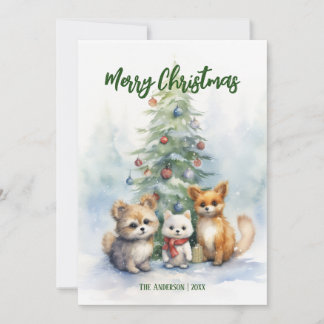 Tarjeta de animales adorables para Navidades de ac