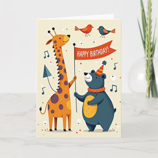 Tarjeta de Animales Caprichosos Dulces (Anverso)