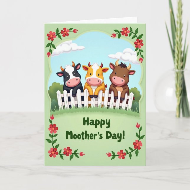 Tarjeta de Animales con Cerca de Estacas (Anverso)