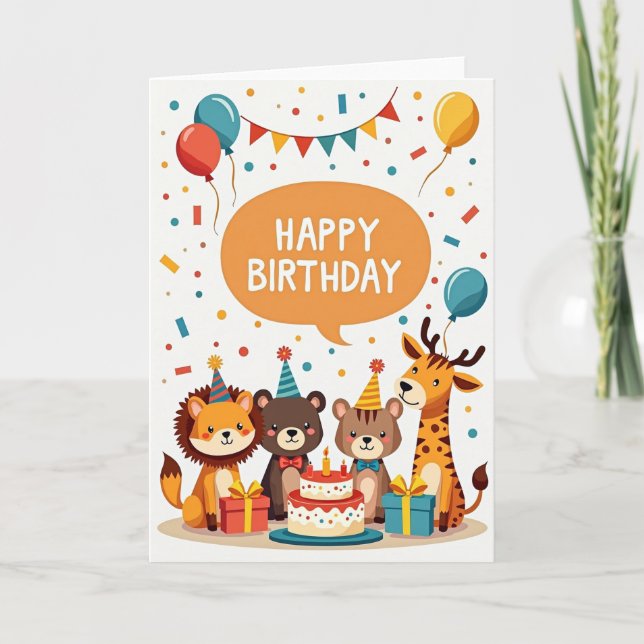 Tarjeta de Animales de Fiesta (Anverso)