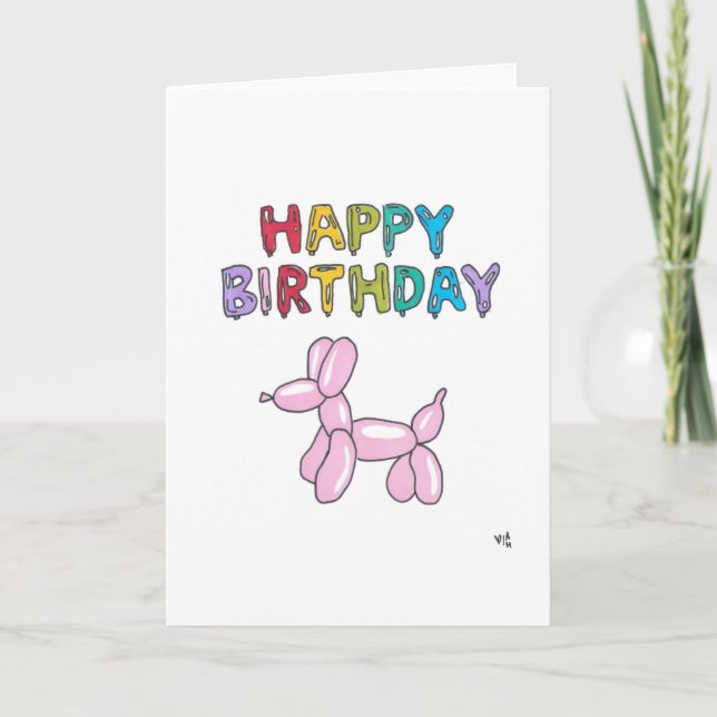Tarjeta de animales de globo de cumpleaños feliz (Anverso)