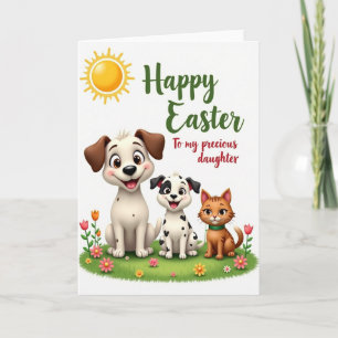 Tarjeta de Animales de Primavera con Oro Falso