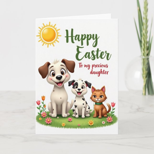 Tarjeta de Animales de Primavera con Oro Falso (Anverso)