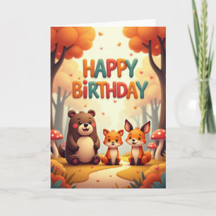 Tarjeta de Animales del Bosque Alegre
