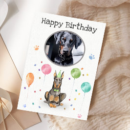 Tarjeta de animales Dobermann Party Birday