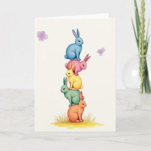 Tarjeta de Animales Pastel Apilados
