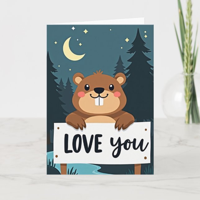Tarjeta de Animalito Lindo del Bosque Te Amo (Anverso)