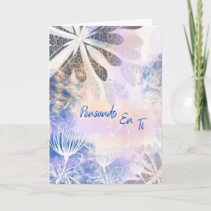 Tarjeta de Ánimo Azul Acuarela Floral