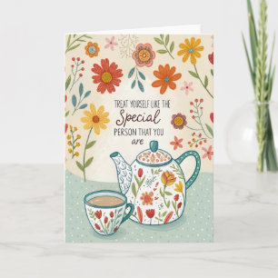 Tarjeta de ánimo para el té de mima a sí misma
