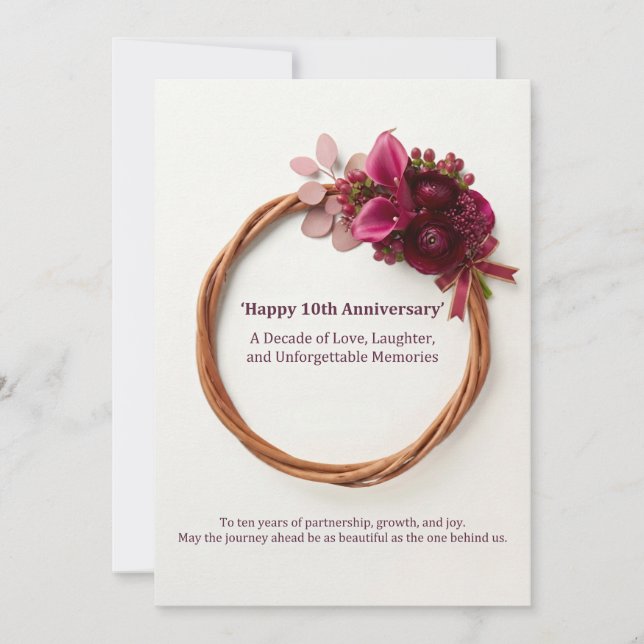 Tarjeta de aniversario 10 | Década de amor (Anverso)