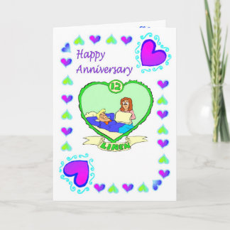 Tarjeta de aniversario 12º aniversario de lino