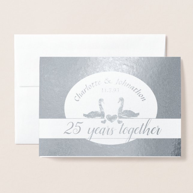 Tarjeta de aniversario 25 boda de plata de pareja 