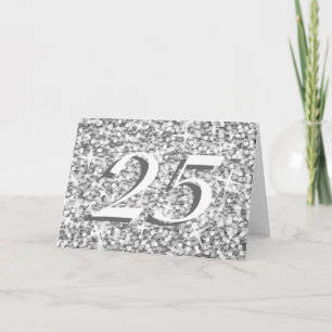 Tarjeta de aniversario '25' Glitz "Silver"