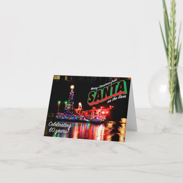 Tarjeta de aniversario 3 de Santa en el río (Anverso)