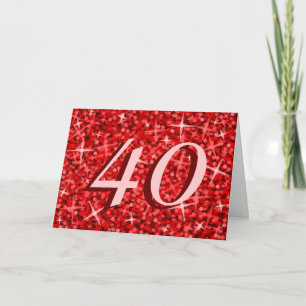 Tarjeta de aniversario '40' Glitz Red