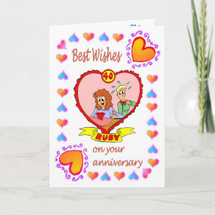 Tarjeta de aniversario 40 rubí