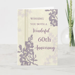 Tarjeta de aniversario 60 Boda de Purple Floral