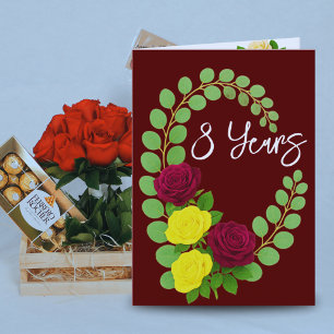 Tarjeta de aniversario 8 - Borgoña y Florales Amar