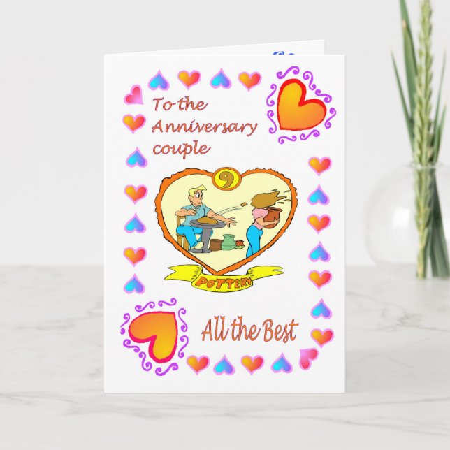 Tarjeta de aniversario 9º cerámica (Anverso)