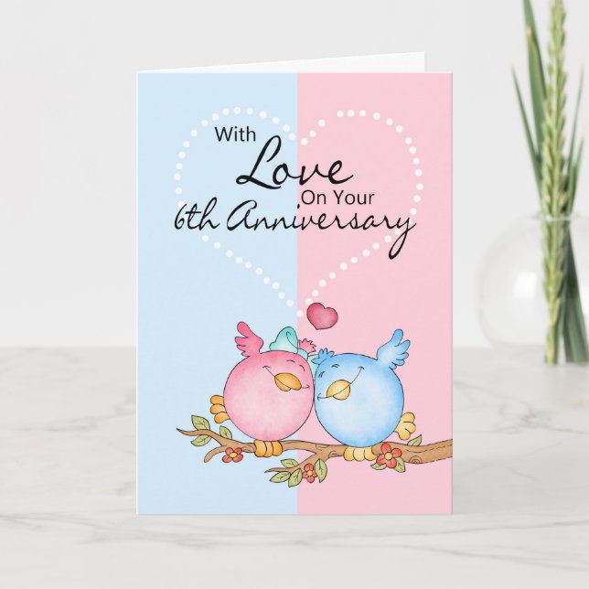 tarjeta de aniversario - Amantes del sexto anivers (Anverso)