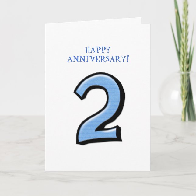 Tarjeta de aniversario azul números de silencio 2 (Anverso)