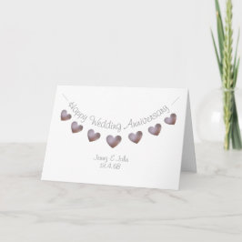Tarjeta de aniversario boda con corazones de perla