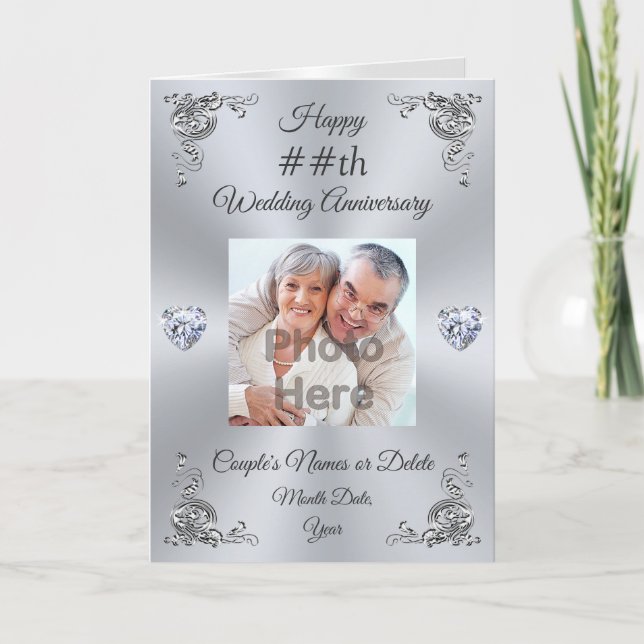 Tarjeta de aniversario Boda personalizada con foto (Anverso)