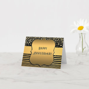 Tarjeta de aniversario con brillo de oro negro