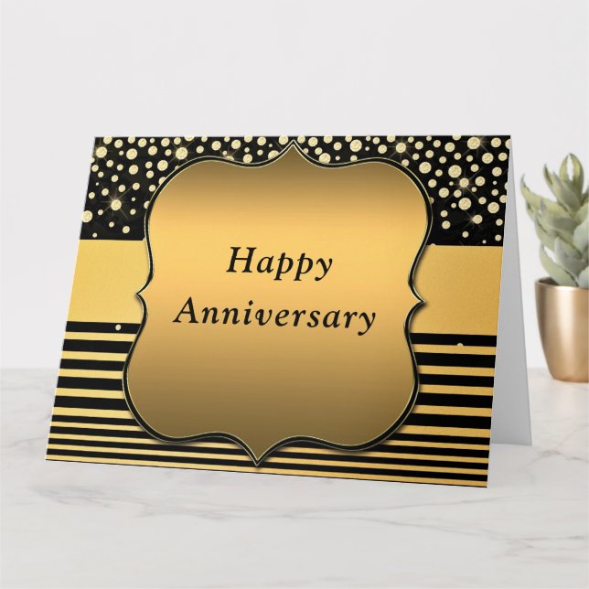 Tarjeta de aniversario con brillo de purpurina neg (Planta pequeña)