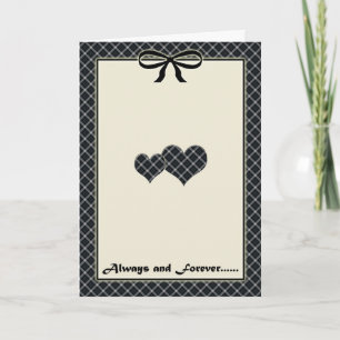 Tarjeta de aniversario con corazones de cuadros es