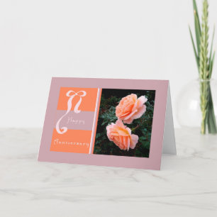 Tarjeta de aniversario con Rosas abiertos de Peach