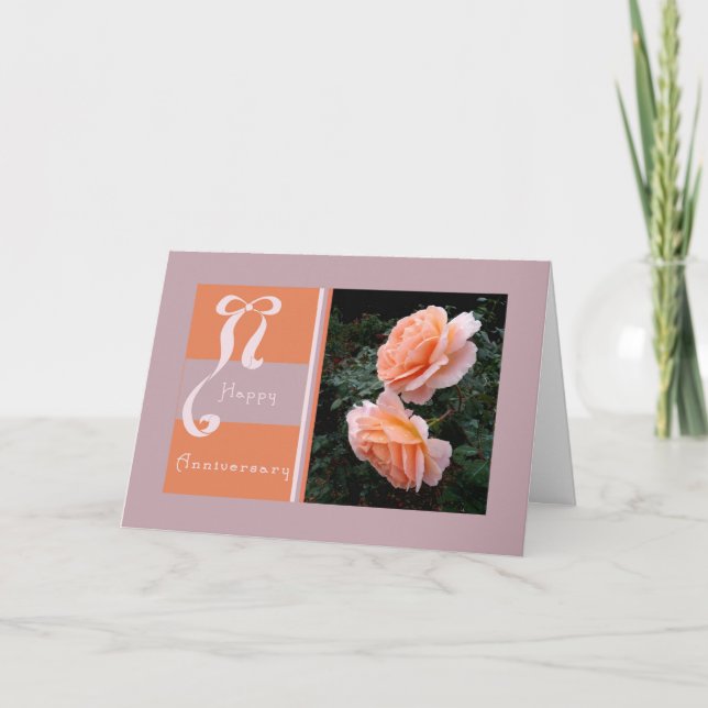 Tarjeta de aniversario con Rosas abiertos de Peach (Anverso)