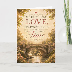 Tarjeta de aniversario construida sobre el amor