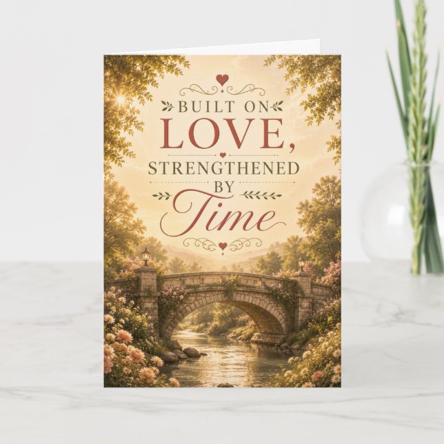Tarjeta de aniversario construida sobre el amor (Anverso)