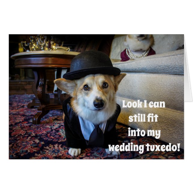 Tarjeta de aniversario Corgi (Anverso (Horizontal))