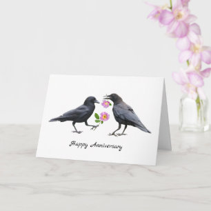 Tarjeta de aniversario Crows Roses